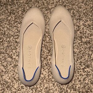 Rothys Ecru Round Toe Ballet Flats Womens Cream Tan Knit Slip On Shoes